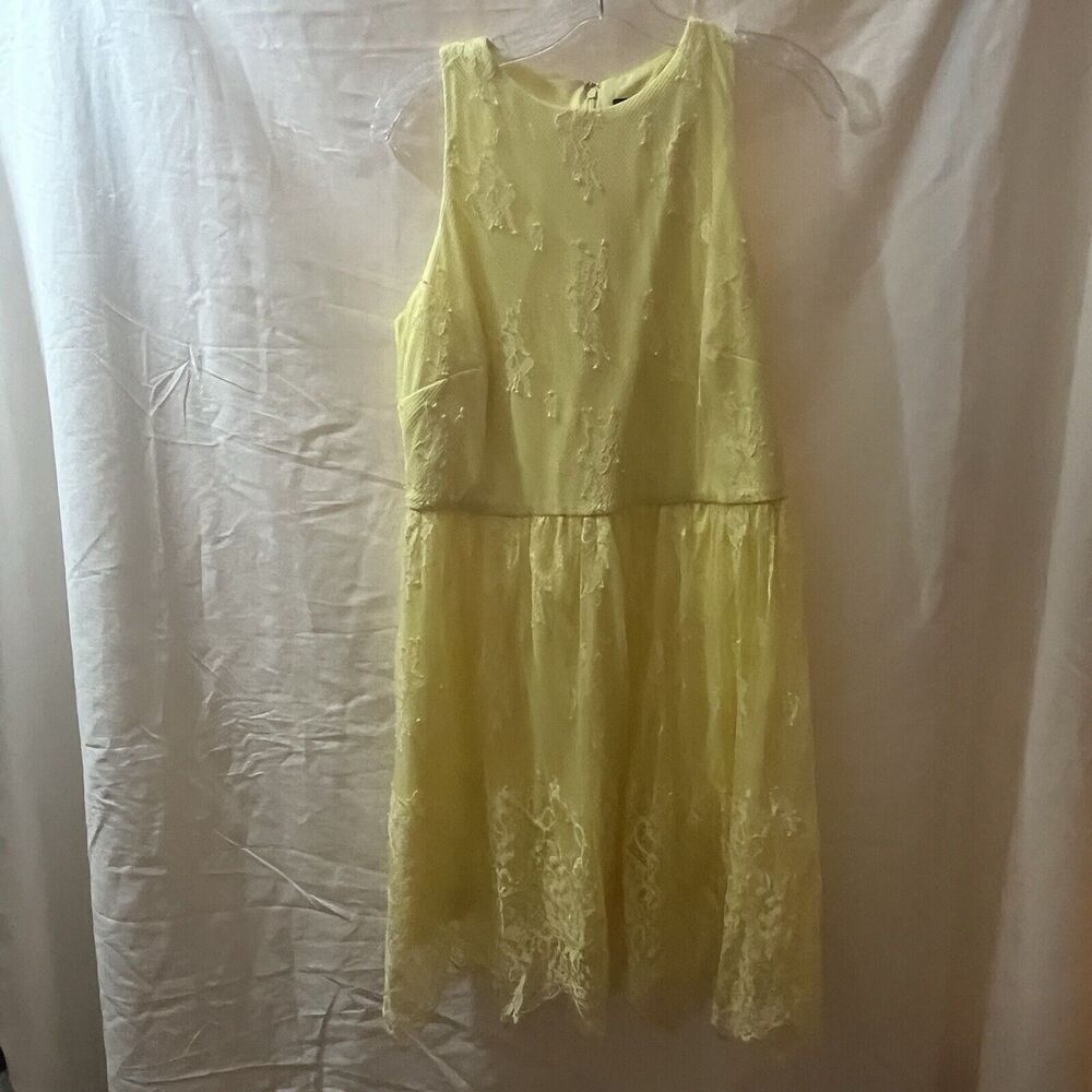 DELICATE LACE SKATER DRESS Pale Yellow SIZES UK 16